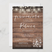 String Lights Mason Jars Script Quinceañera 15th Kaart (Voorkant)