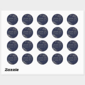 String Lights Navy Blue Bruiloft Dank u Ronde Sticker (Vel)