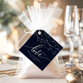 String Lights Navy Blue Elegant Weddenschap met li Bedankjes Labels