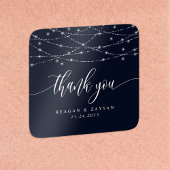 String Lights Navy Blue Elegant Wedding Bedankt Vierkante Sticker