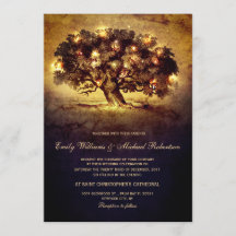 String Lights Oak Tree Country Wedding