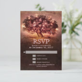 String Lights Oak Tree Country Wedding RSVP Kaartje (Staand voorkant)