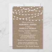 String Lights on Burlap Wedding Rehearsal Dinner Kaart (Voorkant)