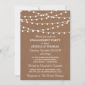 String Lights on Rustic Kraft Engagement Party Kaart (Voorkant)