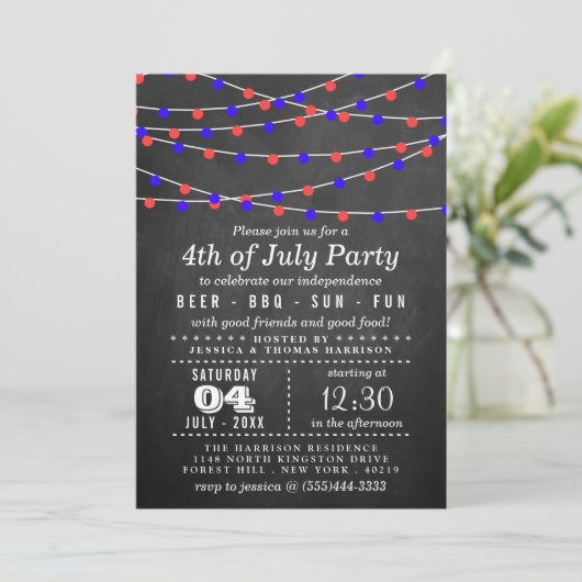 String Lights op het vierde bord van juli Kaart (Staand voorkant)