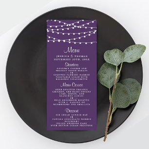String Lights op Paarse bruiloft menu