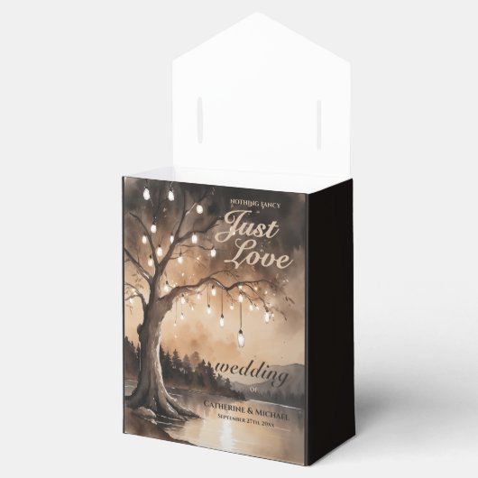 String Lights op Tree Romantic Country Wedding Bedankdoosjes (Geopend)