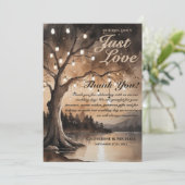String Lights op Tree Romantic Country Wedding Bedankkaart (Staand voorkant)