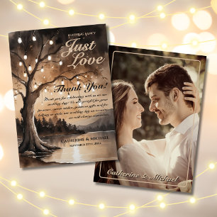 String Lights op Tree Romantic Country Wedding Bedankkaart