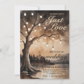 String Lights op Tree Romantic Country Wedding Kaart (Voorkant)