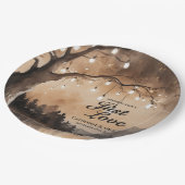 String Lights op Tree Romantic Country Wedding Papieren Bordje (Gekanteld)