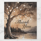 String Lights op Tree Romantic Country Wedding Wijn Etiket (Enkel label)