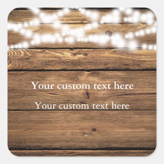 String Lights op Wood Rustic Elegant Sticker Favor (Voorkant)
