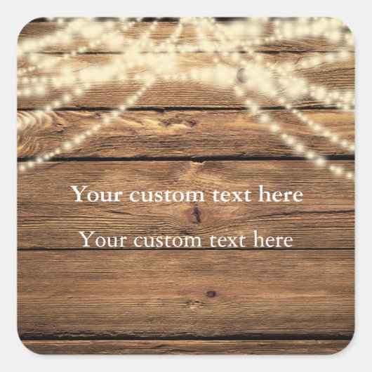 String Lights op Wood Rustic Elegant Sticker Favor (Voorkant)