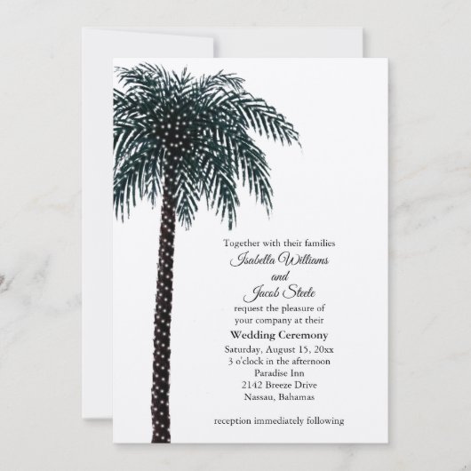 String Lights Palm Tree Wedding Invitation sur Kra (Devant)
