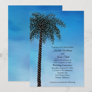 String Lights Palm Tree Wedding Nodig Waterverf ui Kaart