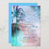 String Lights Palmbomen Beach Engagement Party Kaart (Voorkant / Achterkant)