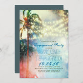 String Lights Palmbomen Beach Engagement Party Kaart (Voorkant / Achterkant)