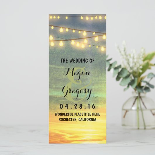 String Lights Palms Beach Sunset Wedset Programmes (Debout devant)