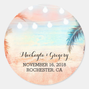 String Lights Palms Strand Bruiloft Stickers