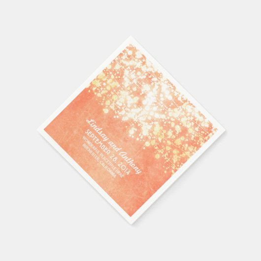 String Lights  perzik en gouden bruiloft Servet (Hoek)