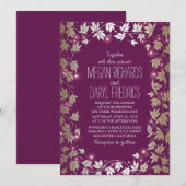 String Lights Plum en Gold Garden Wedding Kaart (Voorkant / Achterkant)