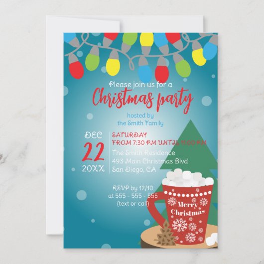 String Lights Rode Mok Gezellig Winter Kerstfeest Kaart (Voorkant)