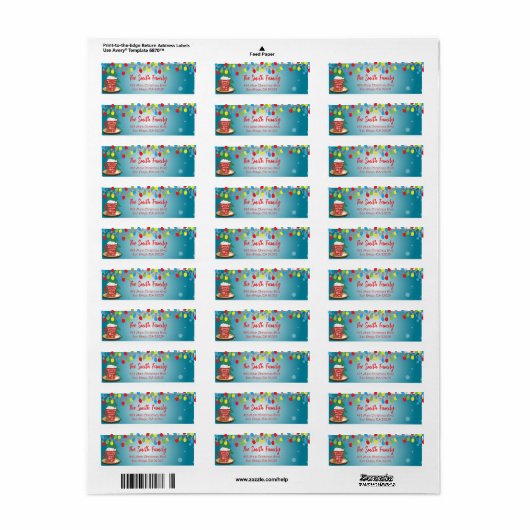 String Lights Rode Mok Winter Kerstmis Adres Etiket (Full Sheet)