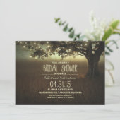 String Lights Rustic Bruids Douche Uitnodiging (Staand voorkant)
