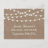 String Lights, Rustic Burlap Vrijgezellenfeest Rec Briefkaart (Voorkant)