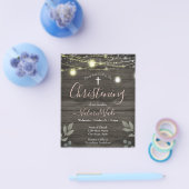 String Lights Rustic Christening Budget Flyer (Enkel)