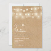 String Lights Rustic Kraft Wedding Kaart (Voorkant)