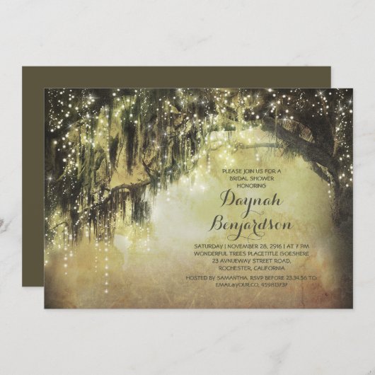 String Lights Rustic Tree  vrijgezellenfeest Kaart (Voorkant / Achterkant)