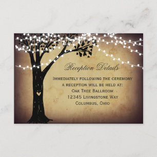 String Lights Rustic Tree Wedding Reception Card Informatiekaartje