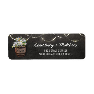 String Lights Rustic Vineyard White Floral Etiket