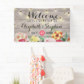 String Lights Rustic Wood Floral Wedding Banner (Insitu)