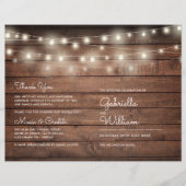 String Lights Rustic Wood Wedding Programme (Voorkant)