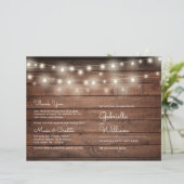 String Lights Rustic Wood Wedding Programme (Staand voorkant)