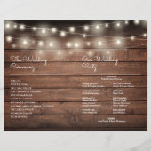 String Lights Rustic Wood Wedding Programme (Achterkant)
