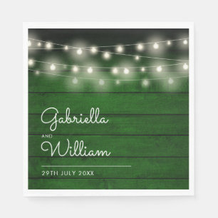 String Lights Rustiek Groen Hout Elegant Script Servet