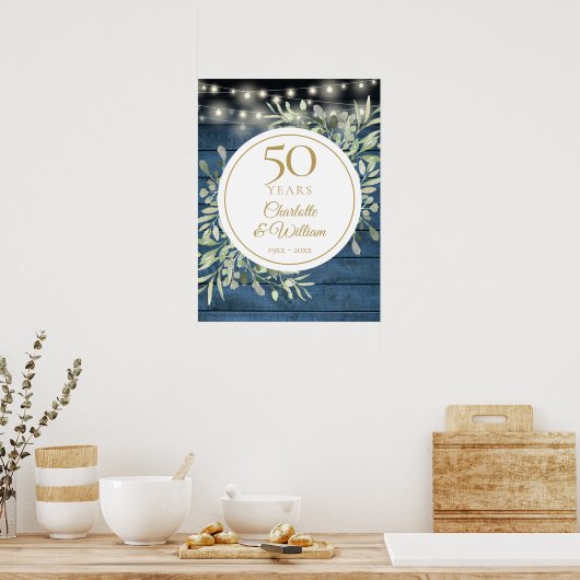 String Lights rustiek hout 50e Jubileum teken Poster (Keuken)