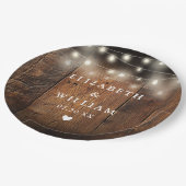 String Lights Rustiek Hout Boho Schuur Huwelijk Papieren Bordje (Gekanteld)
