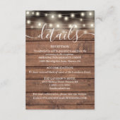 String Lights Rustiek Hout Bruiloft Details Informatiekaartje (Voorkant)