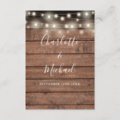 String Lights Rustiek Hout Bruiloft Details Informatiekaartje (Achterkant)