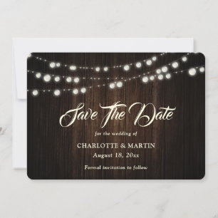 String Lights Rustiek Hout Burlap Hearts Wedding Save The Date