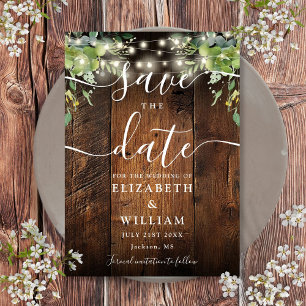 String Lights Rustiek Hout Groen Huwelijk Save The Date