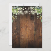 String Lights Rustiek Hout Groen Huwelijk Save The Date (Achterkant)