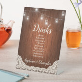 String Lights Rustiek Hout Script Drinken Menu Reclamebord Met Voetstuk (Insitu)
