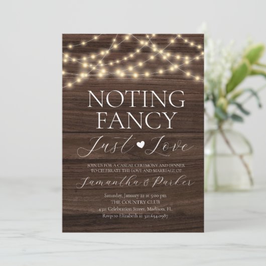 String Lights Rustiek Niets Fancy Gewoon Liefde Kaart (Staand voorkant)