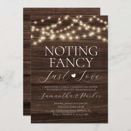 String Lights Rustiek Niets Fancy Gewoon Liefde Kaart (Voorkant / Achterkant)